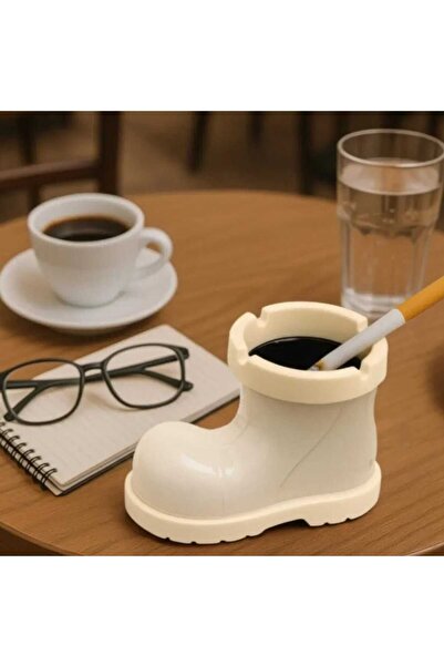 Muhtelif Bot Design Odorless Ashtray Plastic Beige Asymmetrical Tr