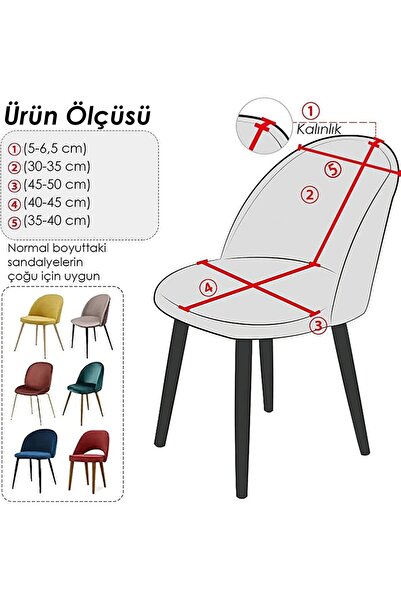 upmall Tuğla Desen Oval Sandalye Kılıfı Likralı Esnek Yıkanabilir Lastikli Sandalye Örtüsü (6 Adet)