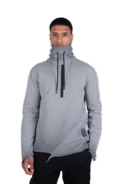 Ex-pent Erkek Regular Fit Boğazlı, Yıkama Efektli Gri Sweat
