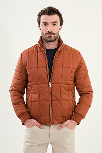 Mcr Quilted Slim Fit Judge Collar Puffer Men's Coat Tile - 39651.25K