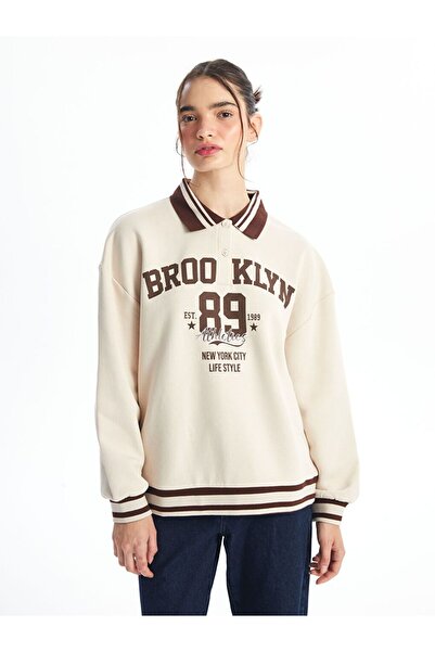 LC Waikiki Γυναικείο χοντρό φούτερ Polo Neck με τύπωμα