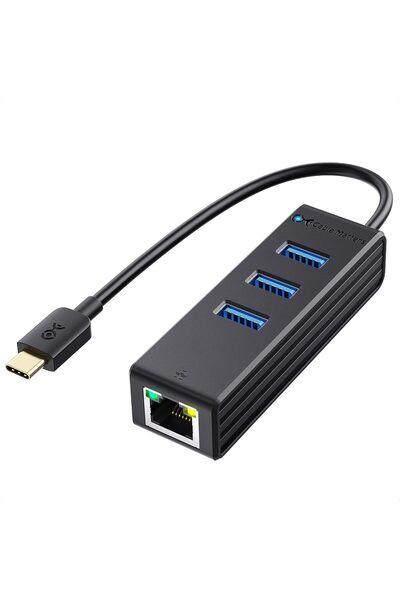 Zen Store 3 Port USB C Hub with Ethernet (USB C to Ethernet Hub) - Thunderbolt 3 Port Compatible