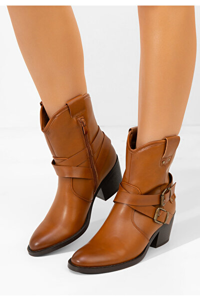 B T Shoes Γυναικεία Μποτάκια Cowboy Lestery ταμπά