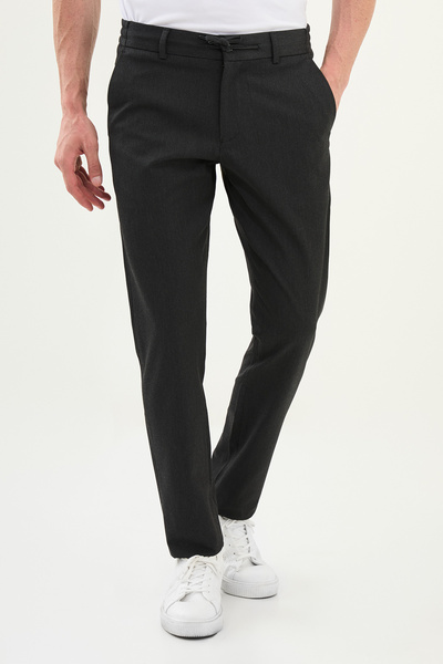 Mcr Straight Super Slim Fit Elastic Waist Drawstring Wool Men's Trousers Anthracite - 38323.25K