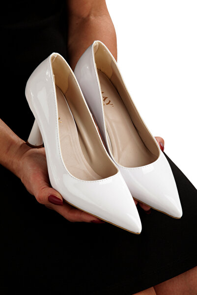 CEMAY Silver Closed Stiletto 9 cm Thin Heel New Season Classic Women's Shoes