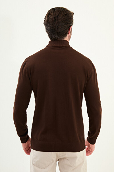 Mcr Striped Slim Fit Half Turtleneck Men's Knitwear Sweater Brown - 11568.25K
