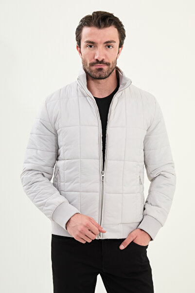 Mcr Quilted Slim Fit Judge Collar Puffer Men's Coat Stone - 39651.25K