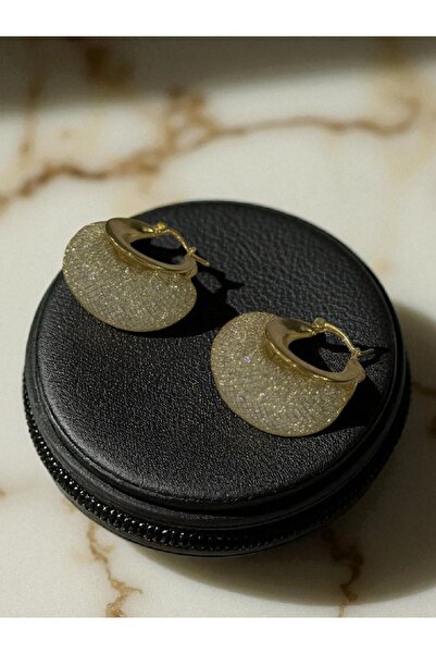 Fundéa Jewelry Çelik Altın rengi Halka Küpe Zirkon taşlı, Parlak ve Modern Takı şık gösterişli Trend Parlak