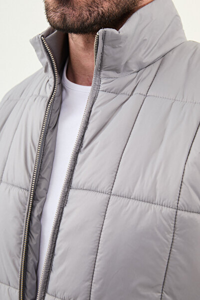 Mcr Quilted Slim Fit Judge Collar Puffer Men's Coat Gray - 39651.25K