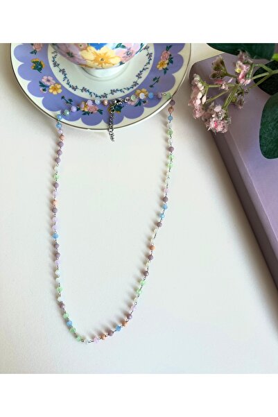 Fynbos Paslanmaz Çelik Shiny Kristal Taşlı Gümüş Kolye