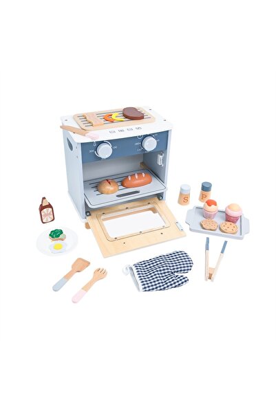 LITTLE ANGEL -مجموعة لعب فرن خشبي للأطفال - مجموعة ألعاب الخبز التظاهرية