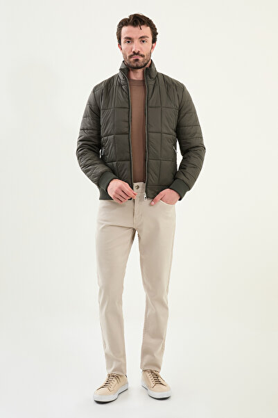 Mcr Quilted Slim Fit Judge Collar Puffer Men's Coat Khaki - 39651.25K