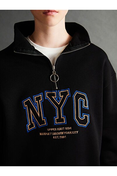 LC Waikiki Hanorac gros pentru damă, cu guler în picioare, imprimat