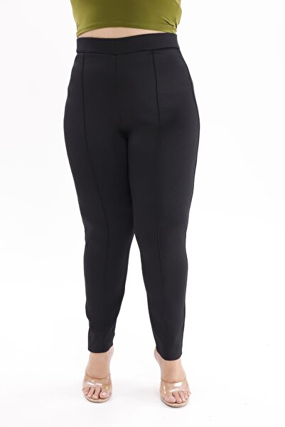 Siyezen Plus Size Scuba Fabric Leggings with Front Seam Detail