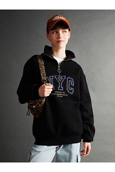 LC Waikiki Hanorac gros pentru damă, cu guler în picioare, imprimat