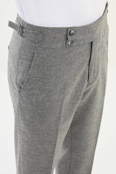Mcr Checked Slim Fit Buckled Waist Wool Men's Trousers Anthracite - 38326.25K
