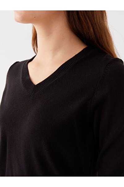 LC Waikiki V Yaka Düz Uzun Kollu Kadın Triko Kazak