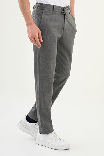 Mcr Düz Super Slim Fit Beli Lastikli İpli Yün Erkek Pantolon Gri - 38323.25K