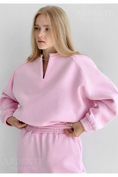 Arz giyim Ardente Collective V Yaka Yeni Sezon Pembe Swetshirt Eşofman Takımı