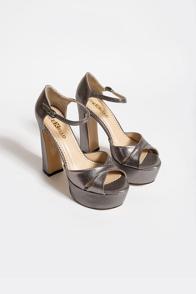 Modavien High Heeled Platform Soft Padded Anthracite Evening Dress Shoes