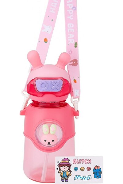 Busstier 750 ml Hanging Children's Water Bottle with Rabbit Figure and Lid wi...