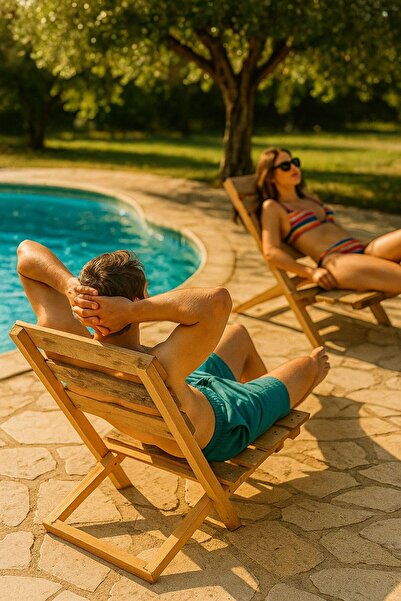 DEKORELA Ahşap Taşınabilir İç İçe Geçmeli Kamp Sandalyesi