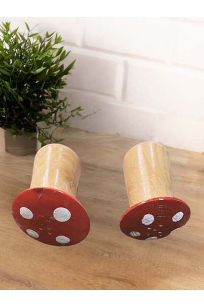 sepetra Set of 2 Mushroom Salt and Pepper Shakers & Mushroom Ornament & Mushroom Salt Shaker & Mushroom Pepper Shaker Wooden Brown