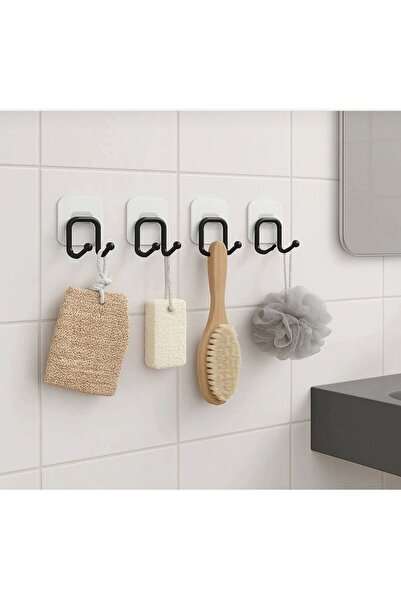 BUSEMSİ HOME 4 Adet Yapışkanlı Çift Kancalı Banyo Mutfak Askısı Metal Askılık...