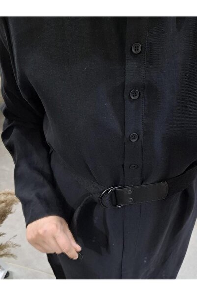 Nurcan Çetin Kemeli Uzun Tunik Gömlek Siyah 25442