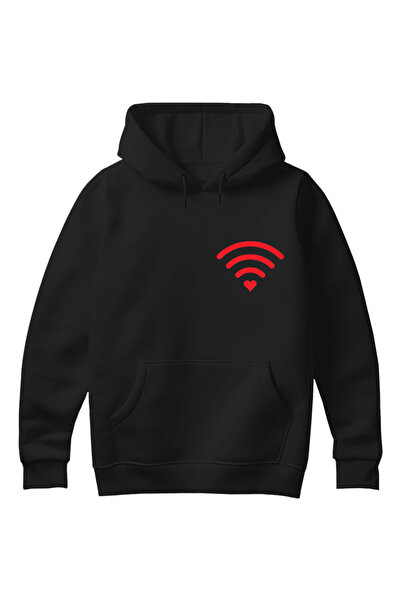 GraffTee سويت شيرت قطني بقلنسوة بتصميم لاسلكي للجنسين