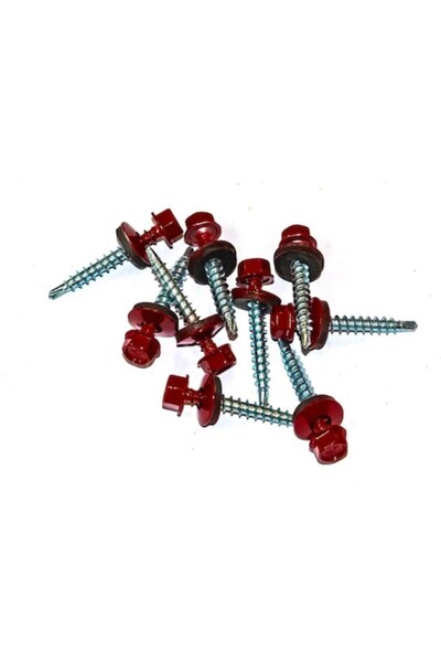 OEM Hexagonal Self-Tapping Screws 4.8×35 mm Red RAL 3011 - 250 pcs/box