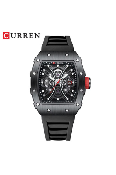 Curren 8438 Casual Quartz Watch With Luminous Silicone Strap Quartz Movement