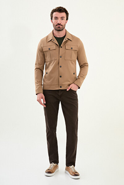 Mcr Plain Slim Fit Shirt Collar Men's Coat Beige - 39657.25K