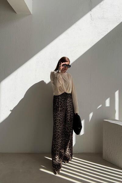 ELVAN TOLON Leopar Bol Paça Pantolon