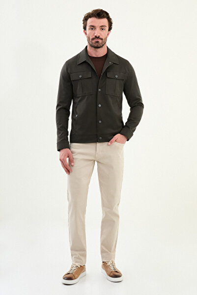 Mcr Plain Slim Fit Shirt Collar Men's Coat Khaki - 39657.25K