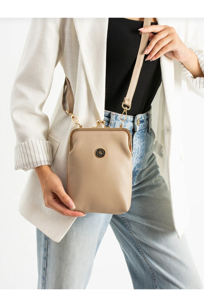 eflanmoda Sanmorris Gold Accessorized Women's Long Strap Shoulder and Crossbody Bag