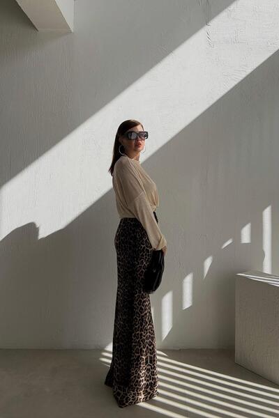 ELVAN TOLON Leopar Bol Paça Pantolon