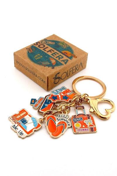 Solfera Holiday Traveler Suitcase Slippers Umbrella Travel Keychain Bag Ornament Charm Ky024