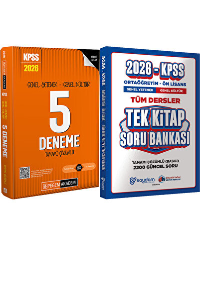 Pegem Akademi Yayıncılık 2026 KPSS Genel Yetenek Genel Kültür Çözümlü 5 Denem...