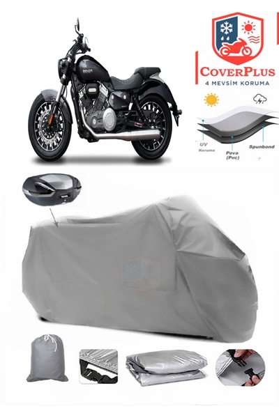 CoverPlus Yuki Benda Rock 250 Branda Arka Çanta Uyumlu Motor Brandası Motosiklet Örtüsü