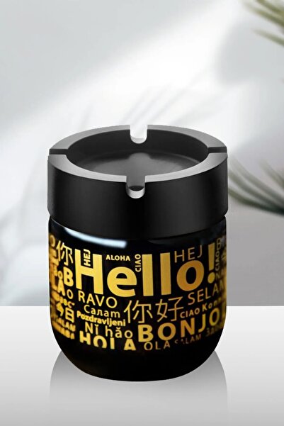 ÇELİKONLİNE Scrumieră din sticlă fără parfum 425 cc cu model „gold Hello”.