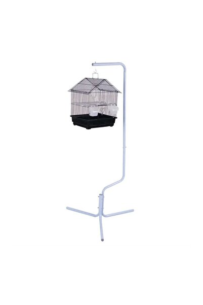 Others Metal Bird Cage Stand with Hanging Hook, White