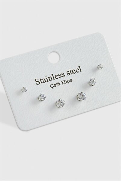 Marsilyan 6 Pieces Zircon Single Stone Steel Earrings