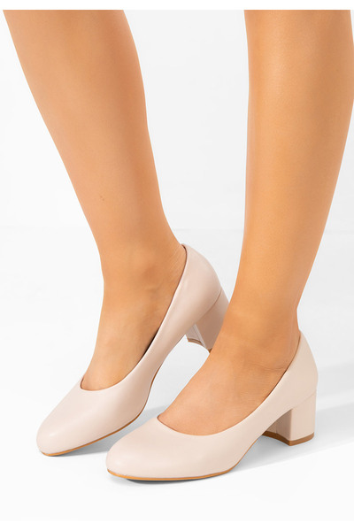 B T Shoes Béžové lodičky na hrubom opätku Darcela