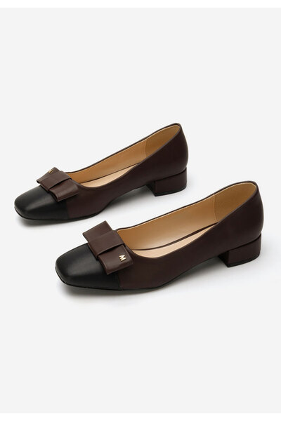 B T Shoes Bordové lodičky na nízkém podpatku Wuga