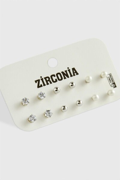 Marsilyan 12 Pieces Pearl Zircon Single Stone Earrings