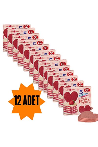 CC 5 Dakika Mozaik Pasta 12 Adet Red Velvet Kalp Şekilli 5 Dakika Hazır Mozaik Pasta-20cm Çapında 4 Kat Pasta Taban Bisküvisi