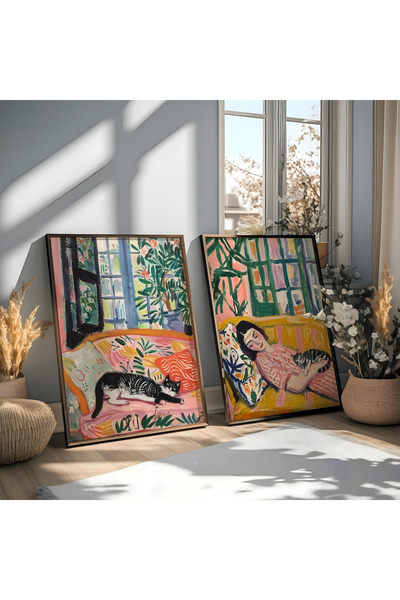 woodhomeworks 2 Li Painting with Wooden Frame My Cat and I