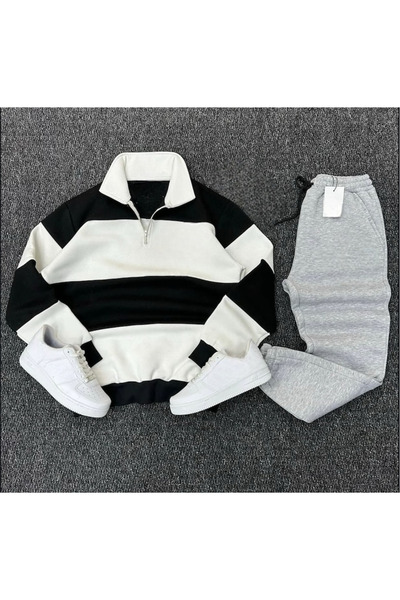 Risil-Nu Company New Season Polo Collar Zippered Multi-Piece Sweatpants Winter Set of 2