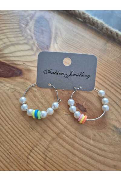 BUTİK AYVİTRİN Women's Bead Hoop Earrings